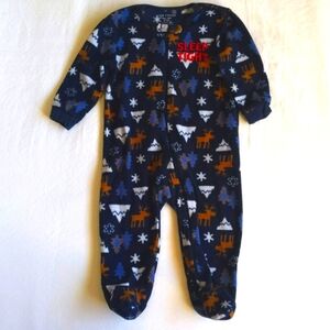 joe fresh winter woodland fleece zipper footie sleeper pajamas 6-12 months baby